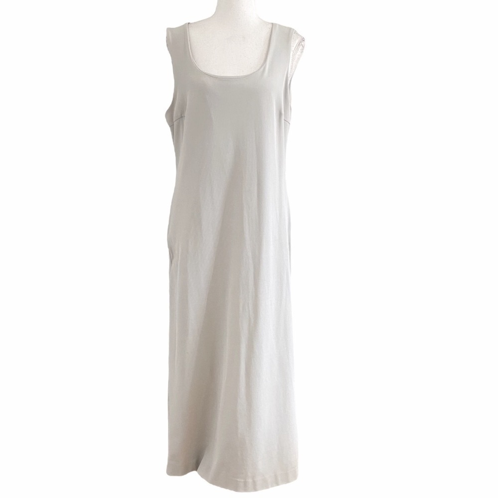 COS LIGHT GREY SLEEVELESS RIBBED BACK EXPOSED ZIPPER POCKETS MAXI DRESS - M